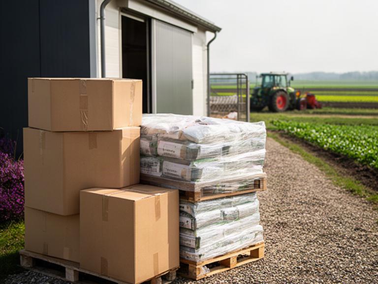 Dozen met landbouwzaden staan klaar voor verzending op een Nederlands boerenbedrijf