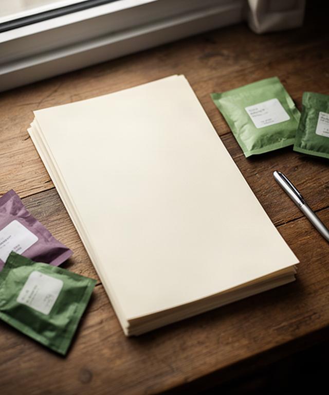 Papieren verkoopvoorwaarden naast zakjes landbouwzaad en een pen op een houten bureau